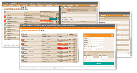 pantalla de gestión de tareas del equipo en conecto business intelligence